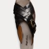 Svarta damer Ralph Lauren Jacie Kalvskinn Stigbygel sandaler Svarta damer Ralph Lauren Jacie Kalvskinn Stigbygel sandaler