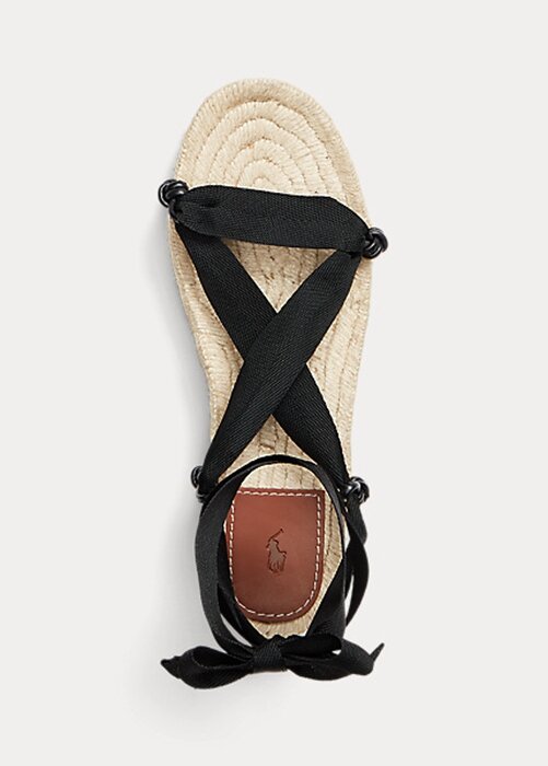 Svarta damsandaler från Ralph Lauren med snörning Svarta damsandaler från Ralph Lauren med snörning