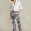 Svarta kvinnors Ralph Lauren grafiskt motiv Sateen Kick-Flare byxor Svarta kvinnors Ralph Lauren grafiskt motiv Sateen Kick-Flare byxor