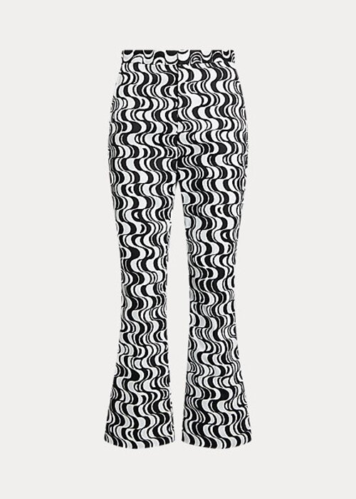 Svarta kvinnors Ralph Lauren grafiskt motiv Sateen Kick-Flare byxor Svarta kvinnors Ralph Lauren grafiskt motiv Sateen Kick-Flare byxor