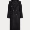 Svarta kvinnors Ralph Lauren Velvet-Topkrage Ull-Blend Melton Coats Svarta kvinnors Ralph Lauren Velvet-Topkrage Ull-Blend Melton Coats