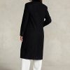 Svarta kvinnors Ralph Lauren Velvet-Topkrage Ull-Blend Melton Coats Svarta kvinnors Ralph Lauren Velvet-Topkrage Ull-Blend Melton Coats