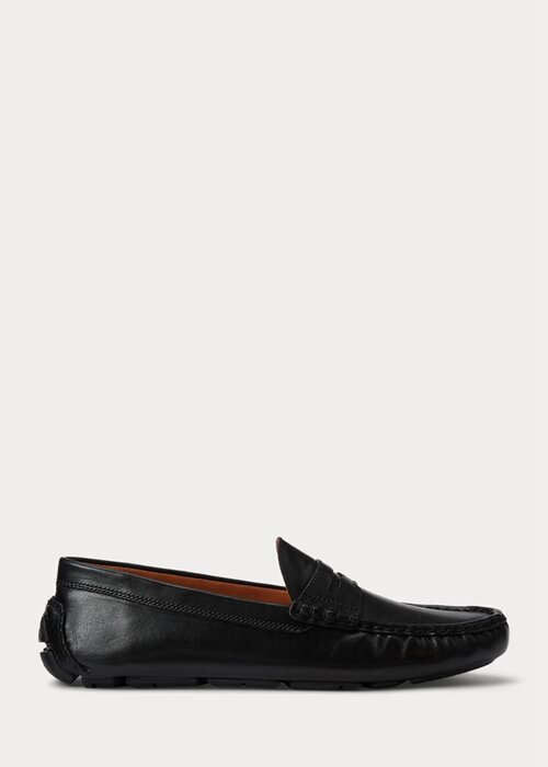 Svarta mäns Ralph Lauren Anders Läder Driver Casual Skor Svarta mäns Ralph Lauren Anders Läder Driver Casual Skor