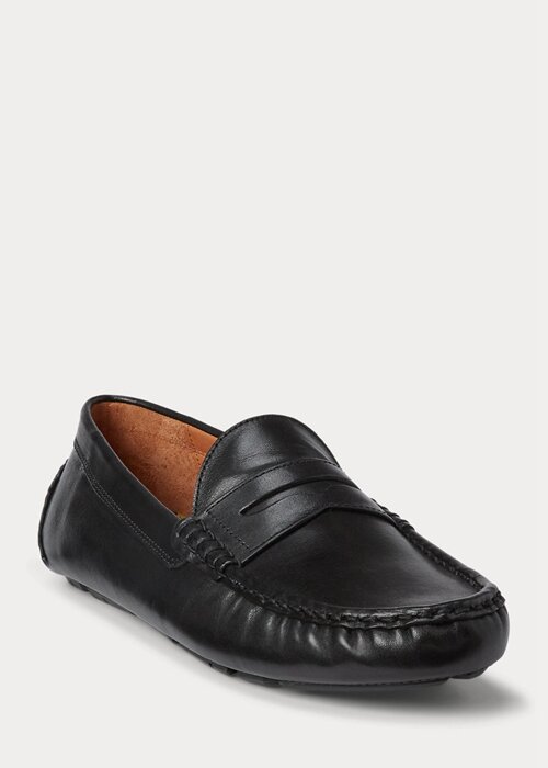 Svarta mäns Ralph Lauren Anders Läder Driver Casual Skor Svarta mäns Ralph Lauren Anders Läder Driver Casual Skor