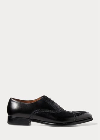 Svarta mäns Ralph Lauren Denver Cap-Toe Shoe Klänning Skor