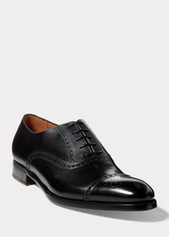 Svarta mäns Ralph Lauren Denver Cap-Toe Shoe Klänning Skor