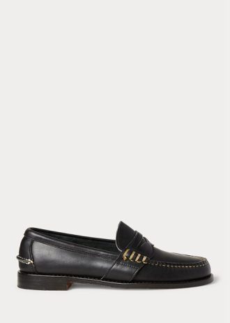 Svarta mäns Ralph Lauren Edric Penny Loafers i läder