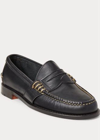 Svarta mäns Ralph Lauren Edric Penny Loafers i läder