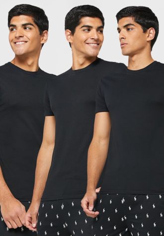 Svarta Ralph Lauren 3-pack olika t-shirts med rund hals för män