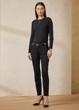 Svarta Ralph Lauren 400 Matchstick-jeans för kvinnor