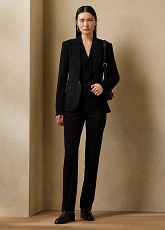 Svarta Ralph Lauren Alandra Stretch Wool byxor för kvinnor