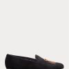 Svarta Ralph Lauren Alonzo Bullion Crest Velvet Dress Shoes för män Svarta Ralph Lauren Alonzo Bullion Crest Velvet Dress Shoes för män