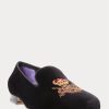 Svarta Ralph Lauren Alonzo Bullion Crest Velvet Dress Shoes för män Svarta Ralph Lauren Alonzo Bullion Crest Velvet Dress Shoes för män