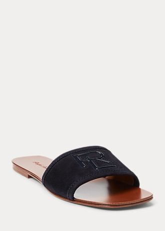Svarta Ralph Lauren Andela sandaler i kalvmocka för kvinnor