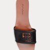Svarta Ralph Lauren Andela sandaler i polerat kalvskinn för kvinnor Svarta Ralph Lauren Andela sandaler i polerat kalvskinn för kvinnor
