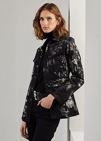 Svarta Ralph Lauren Bacalls utsmyckade jeansjackor för kvinnor