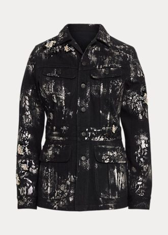 Svarta Ralph Lauren Bacalls utsmyckade jeansjackor för kvinnor