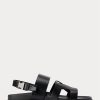 Svarta Ralph Lauren Biorn kalvskinnssandaler för män Svarta Ralph Lauren Biorn kalvskinnssandaler för män