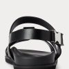 Svarta Ralph Lauren Biorn kalvskinnssandaler för män Svarta Ralph Lauren Biorn kalvskinnssandaler för män