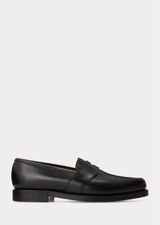 Svarta Ralph Lauren Braygan Penny Loafers i kalvskinn för män