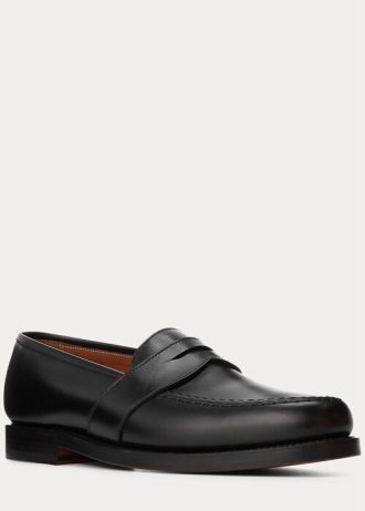 Svarta Ralph Lauren Braygan Penny Loafers i kalvskinn för män