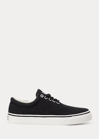 Svarta Ralph Lauren Bryn Canvas Sneakers för kvinnor
