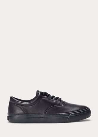 Svarta Ralph Lauren Bryn lädersneakers för kvinnor
