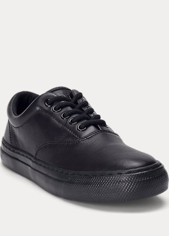 Svarta Ralph Lauren Bryn lädersneakers för kvinnor