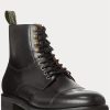 Svarta Ralph Lauren Bryson Cap-Toe läderstövlar för män Svarta Ralph Lauren Bryson Cap-Toe läderstövlar för män