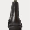 Svarta Ralph Lauren Bryson Cap-Toe läderstövlar för män Svarta Ralph Lauren Bryson Cap-Toe läderstövlar för män