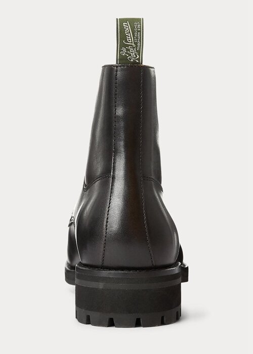 Svarta Ralph Lauren Bryson Cap-Toe läderstövlar för män Svarta Ralph Lauren Bryson Cap-Toe läderstövlar för män