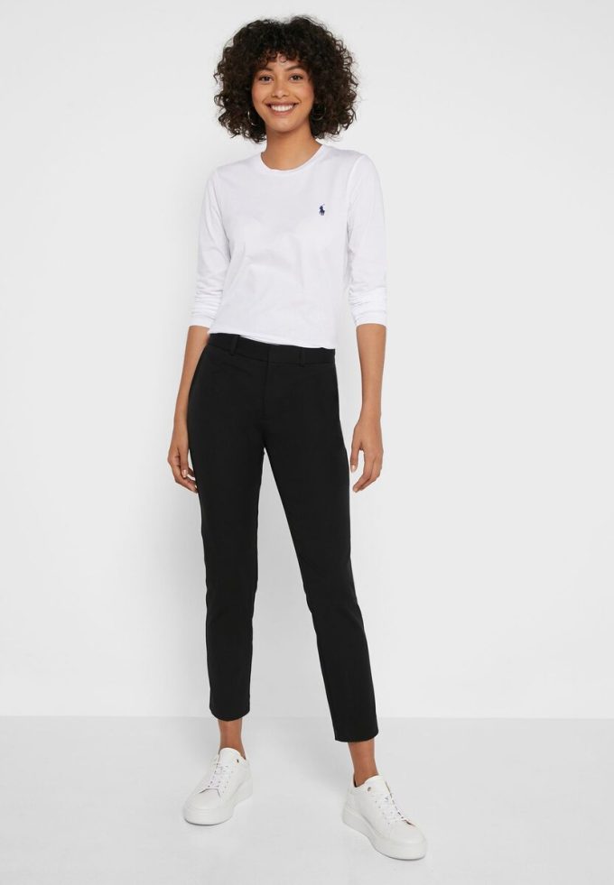 Svarta Ralph Lauren byxor med hög midja för kvinnor Svarta Ralph Lauren byxor med hög midja för kvinnor