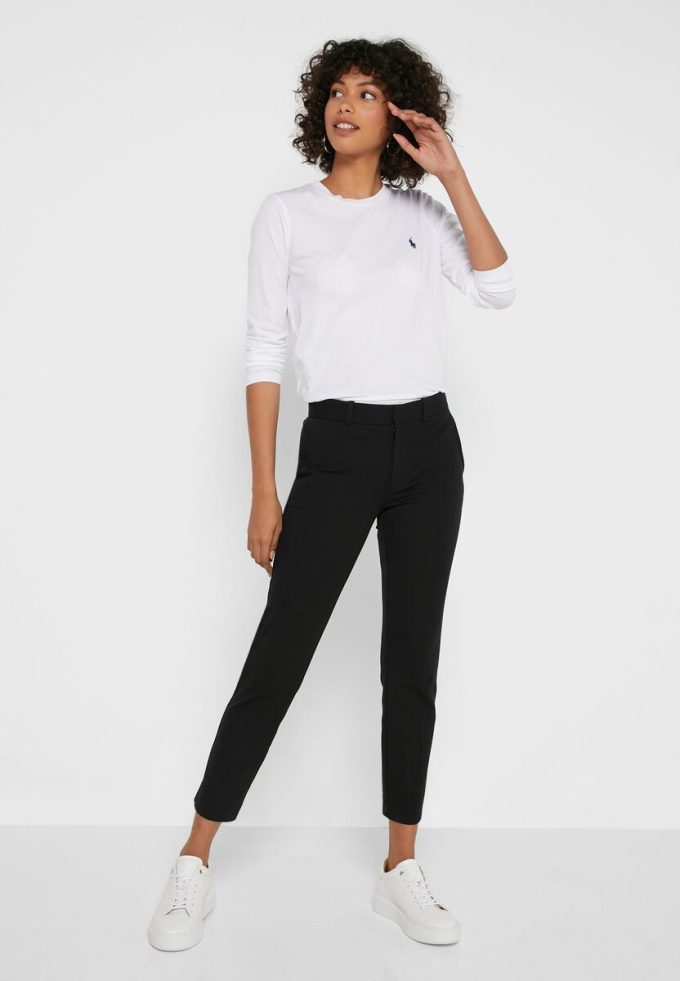 Svarta Ralph Lauren byxor med hög midja för kvinnor Svarta Ralph Lauren byxor med hög midja för kvinnor