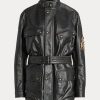 Svarta Ralph Lauren Cadena Motojackor i kalvskinn för kvinnor Svarta Ralph Lauren Cadena Motojackor i kalvskinn för kvinnor