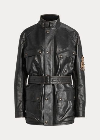 Svarta Ralph Lauren Cadena Motojackor i kalvskinn för kvinnor