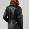 Svarta Ralph Lauren Cadena Motojackor i kalvskinn för kvinnor Svarta Ralph Lauren Cadena Motojackor i kalvskinn för kvinnor
