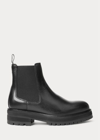 Svarta Ralph Lauren Calfskinn Lug Chelsea-stövlar för kvinnor