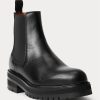 Svarta Ralph Lauren Calfskinn Lug Chelsea-stövlar för kvinnor Svarta Ralph Lauren Calfskinn Lug Chelsea-stövlar för kvinnor