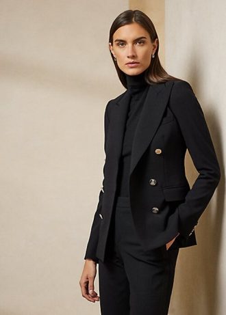 Svarta Ralph Lauren Camden ullblandningsjackor för kvinnor
