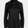 Svarta Ralph Lauren Cameron Stretch Mulberry Silk Shirts för kvinnor Svarta Ralph Lauren Cameron Stretch Mulberry Silk Shirts för kvinnor