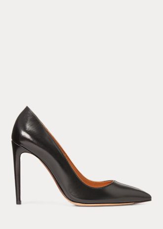 Svarta Ralph Lauren Celia kalvskinnsklackar för kvinnor Svarta Ralph Lauren Celia kalvskinnsklackar för kvinnor
