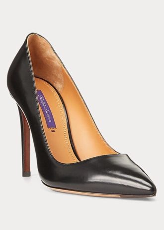 Svarta Ralph Lauren Celia kalvskinnsklackar för kvinnor Svarta Ralph Lauren Celia kalvskinnsklackar för kvinnor