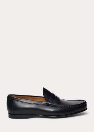 Svarta Ralph Lauren Chalmers Penny Loafers i kalvskinn för män