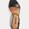 Svarta Ralph Lauren Channing Welington polerade sandaler för kvinnor Svarta Ralph Lauren Channing Welington polerade sandaler för kvinnor