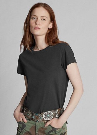 Svarta Ralph Lauren Cotton Jersey T-shirts med rund hals för kvinnor