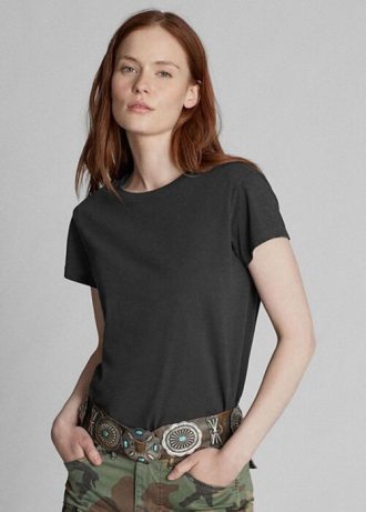 Svarta Ralph Lauren Cotton Jersey T-shirts med rund hals för kvinnor
