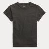 Svarta Ralph Lauren Cotton Jersey T-shirts med rund hals för kvinnor Svarta Ralph Lauren Cotton Jersey T-shirts med rund hals för kvinnor