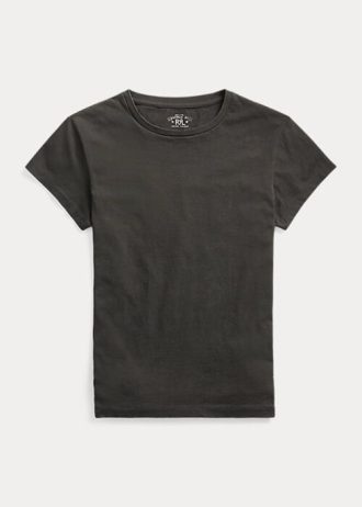 Svarta Ralph Lauren Cotton Jersey T-shirts med rund hals för kvinnor