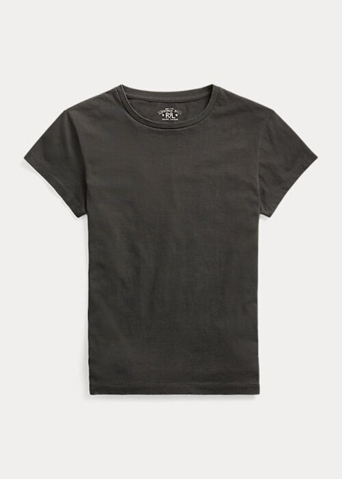 Svarta Ralph Lauren Cotton Jersey T-shirts med rund hals för kvinnor Svarta Ralph Lauren Cotton Jersey T-shirts med rund hals för kvinnor