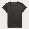 Svarta Ralph Lauren Cotton Jersey T-shirts med rund hals för kvinnor Svarta Ralph Lauren Cotton Jersey T-shirts med rund hals för kvinnor
